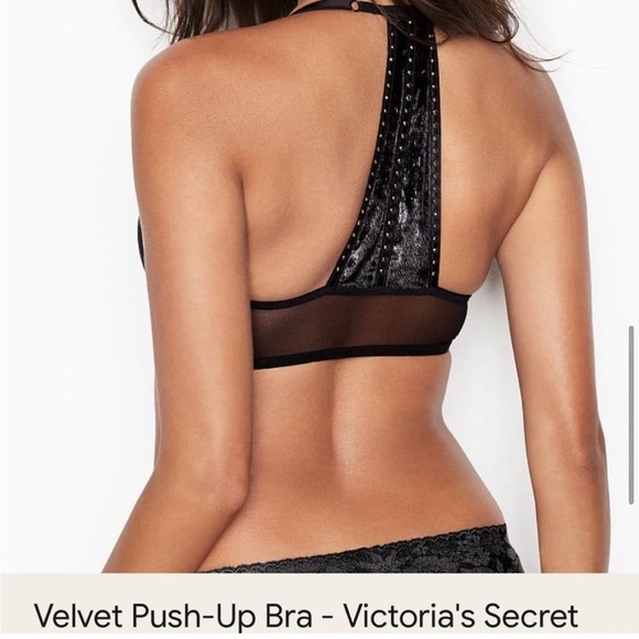 Victoria's Secret Very Sexy Velvet Trimmed Push-up Bra 36DD Black Front Clasp - Picture 2 of 14